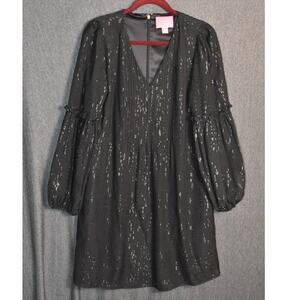 Lilly Pulitzer Women's Size 14 Cleme Long Sleeve Metallic Silk Dress